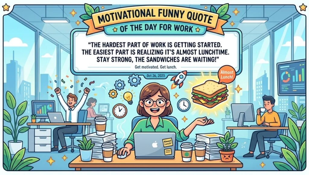 Motivational  funny quote of the day for work 